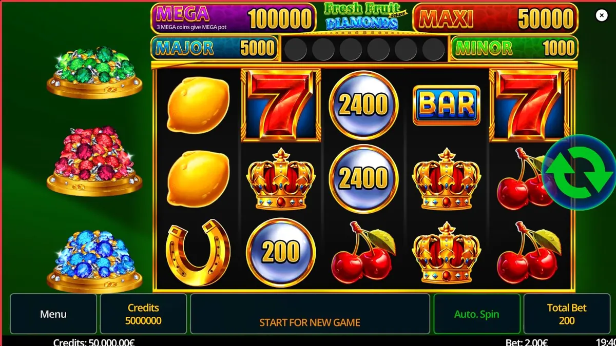 Fresh Fruit Deluxe Diamonds স্লটের রঙিন এবং আধুনিক ইন্টারফেস