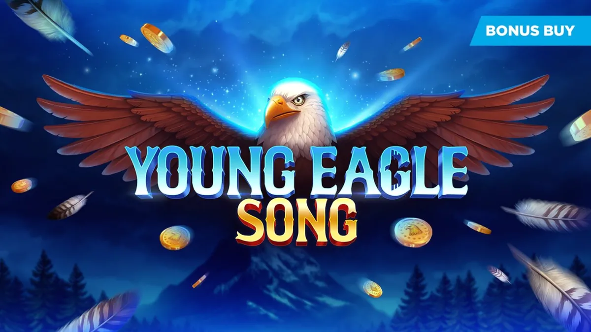 Young Eagle Song স্লট গেমের একটি দৃশ্য যেখানে ঈগল এবং বন্য পরিবেশ দেখা যাচ্ছে